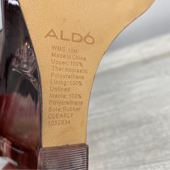 Aldo plum brown lucite wedge heels size 10 - Picture 10 of 14